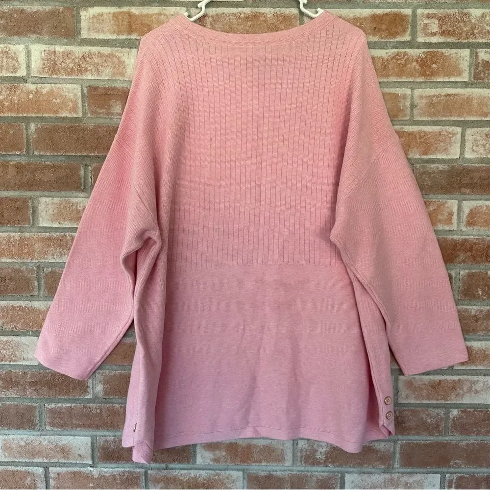 Talbots Knit Sweater Button Detail NEW Women’s Plus 3X Pink - Picture 9 of 11